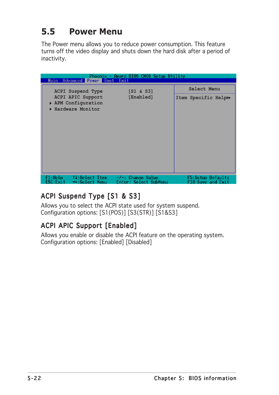 5 power menu | Asus Terminator A7VT400 User Manual | Page 86 / 98