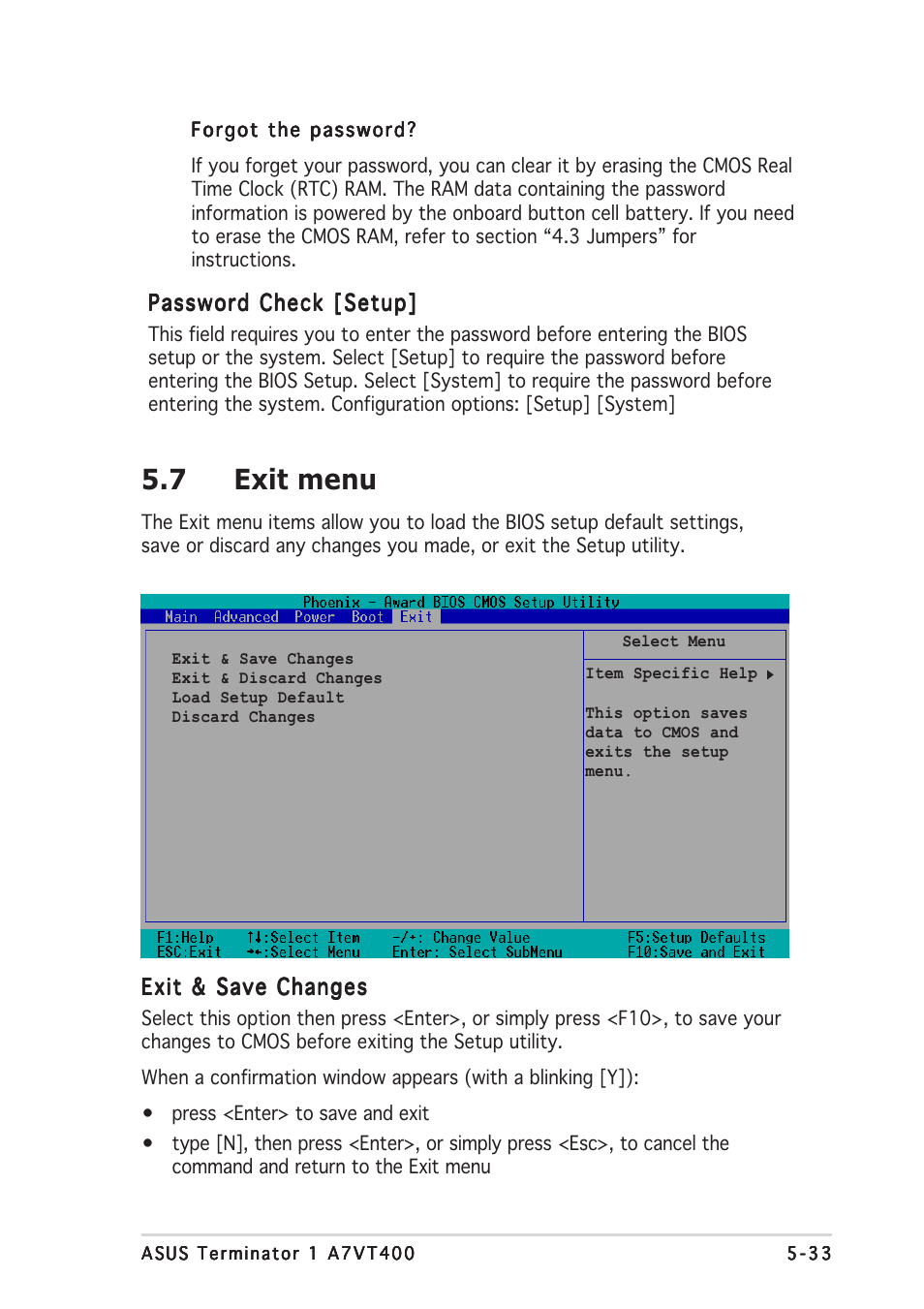 7 exit menu | Asus Terminator A7VT400 User Manual | Page 97 / 98