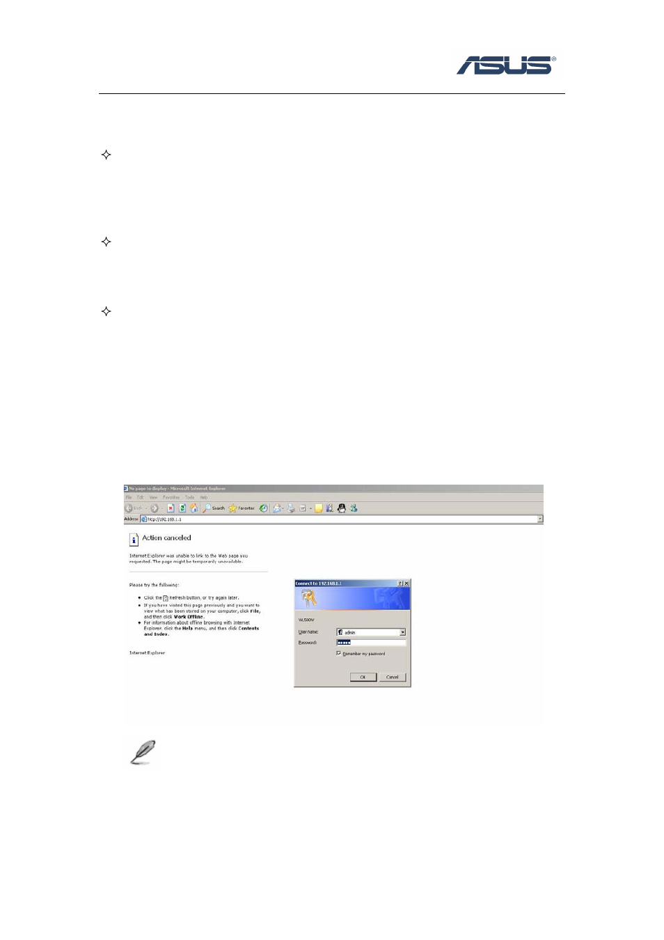 Chapter 4 3bconfiguring the router, Chapter 4, Configuring the router | Chapter 4 configuring the router, 1 enter into router’s web-based configuration page | Asus WL-566GM User Manual | Page 4 / 12