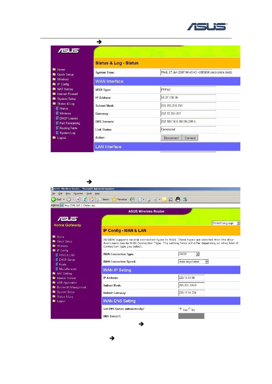 5 9bwan connection type ---- pptp, Wan connection type ---- pptp, 5 wan connection type ---- pptp | Asus WL-566GM User Manual | Page 9 / 12