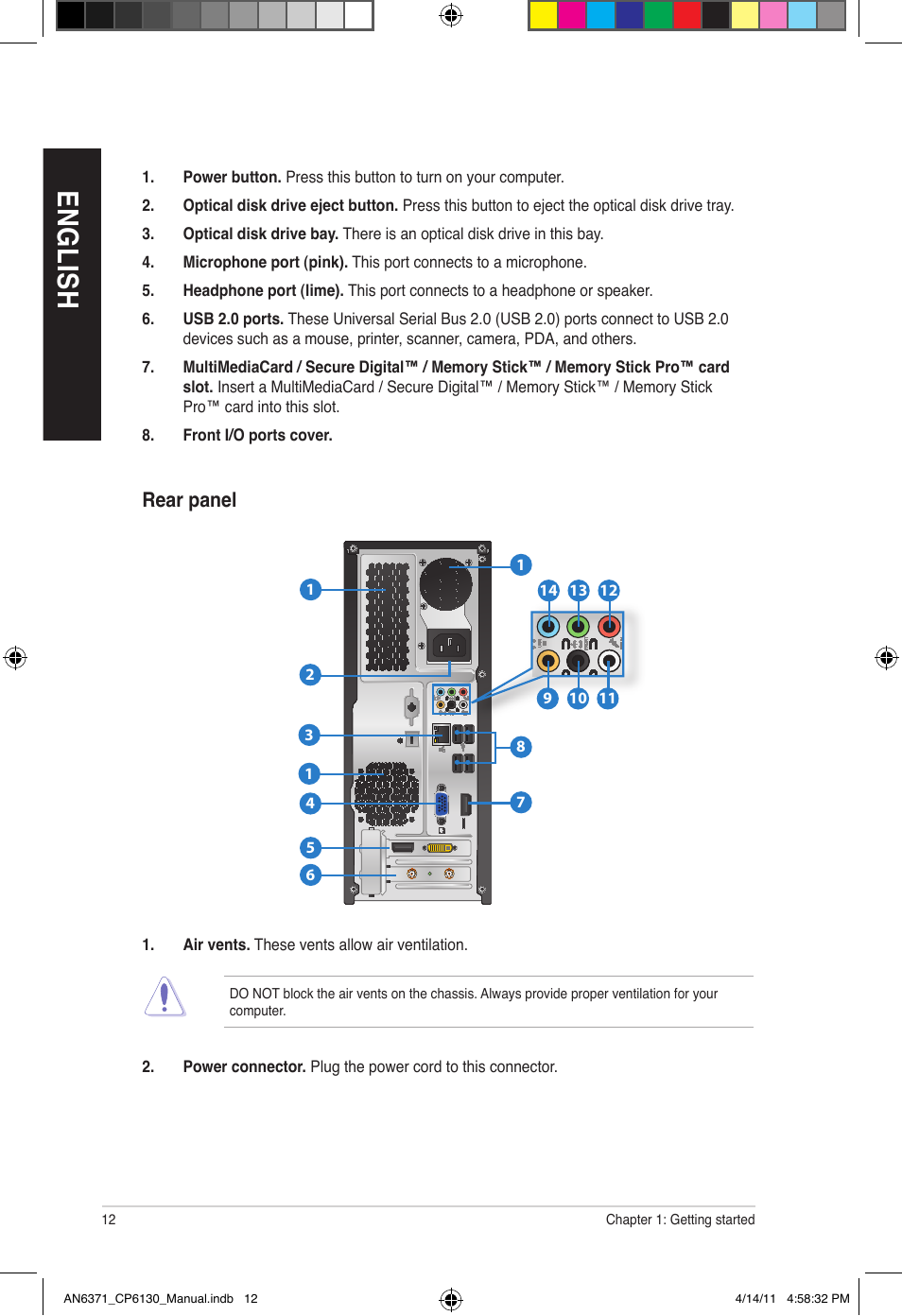 En gl is h en gl is h en gl is h en gl is h | Asus CP6130 User Manual | Page 12 / 190
