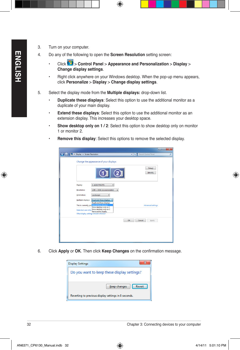 En gl is h en gl is h en gl is h en gl is h | Asus CP6130 User Manual | Page 32 / 190