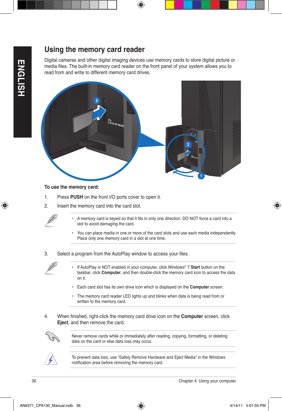 En gl is h en gl is h en gl is h en gl is h | Asus CP6130 User Manual | Page 36 / 190