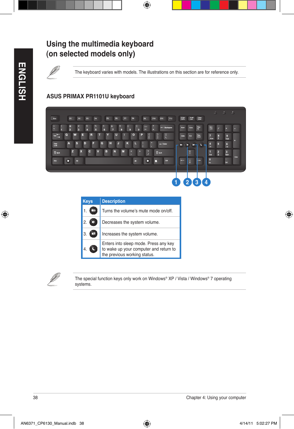 En gl is h en gl is h | Asus CP6130 User Manual | Page 38 / 190