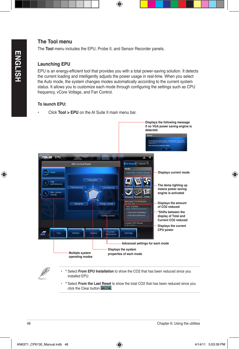 En gl is h en gl is h en gl is h en gl is h | Asus CP6130 User Manual | Page 46 / 190