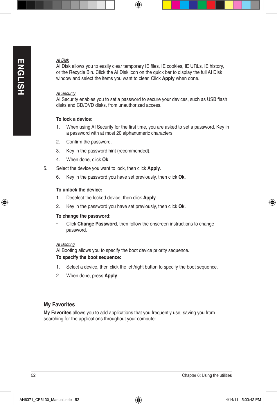 En gl is h en gl is h en gl is h en gl is h | Asus CP6130 User Manual | Page 52 / 190