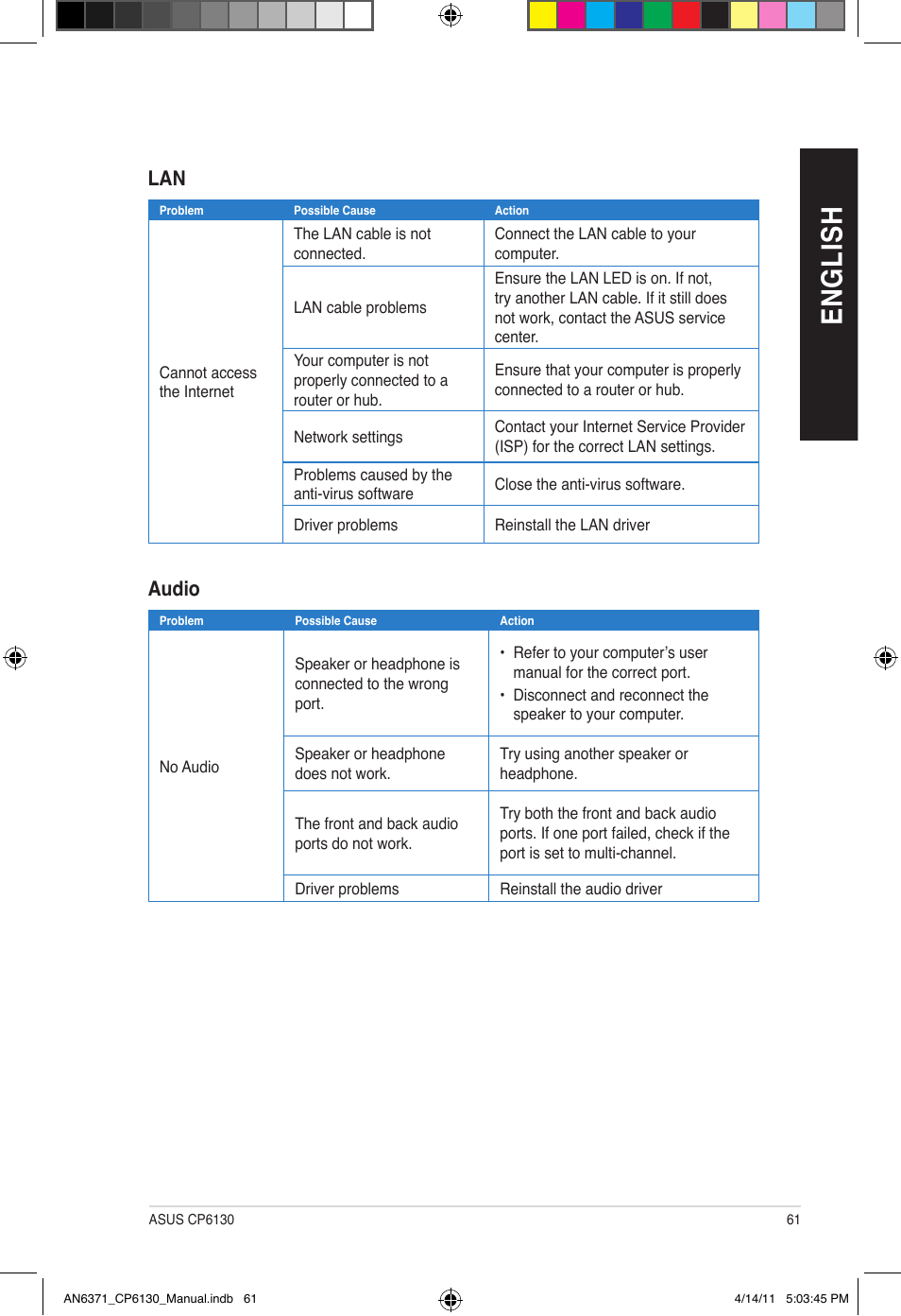 En gl is h en gl is h | Asus CP6130 User Manual | Page 61 / 190