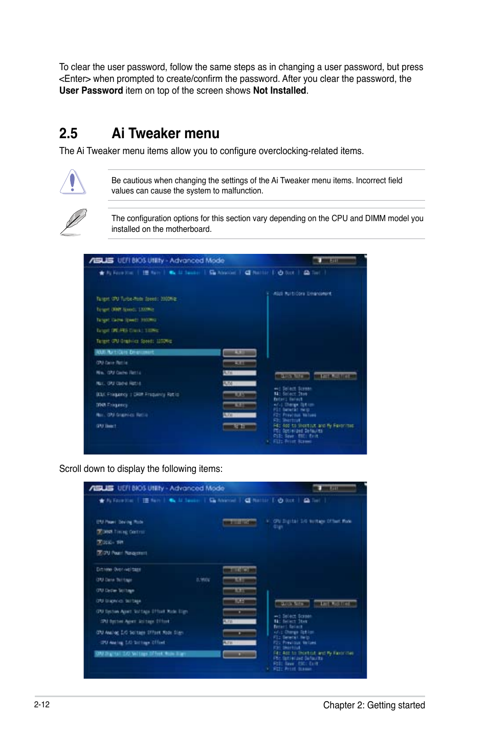 5 ai tweaker menu, Ai tweaker menu -12 | Asus B85-A User Manual | Page 40 / 75