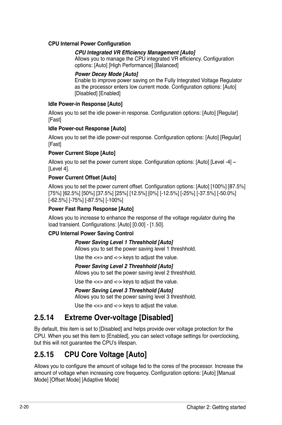 14 extreme over-voltage [disabled, 15 cpu core voltage [auto | Asus B85-A User Manual | Page 48 / 75