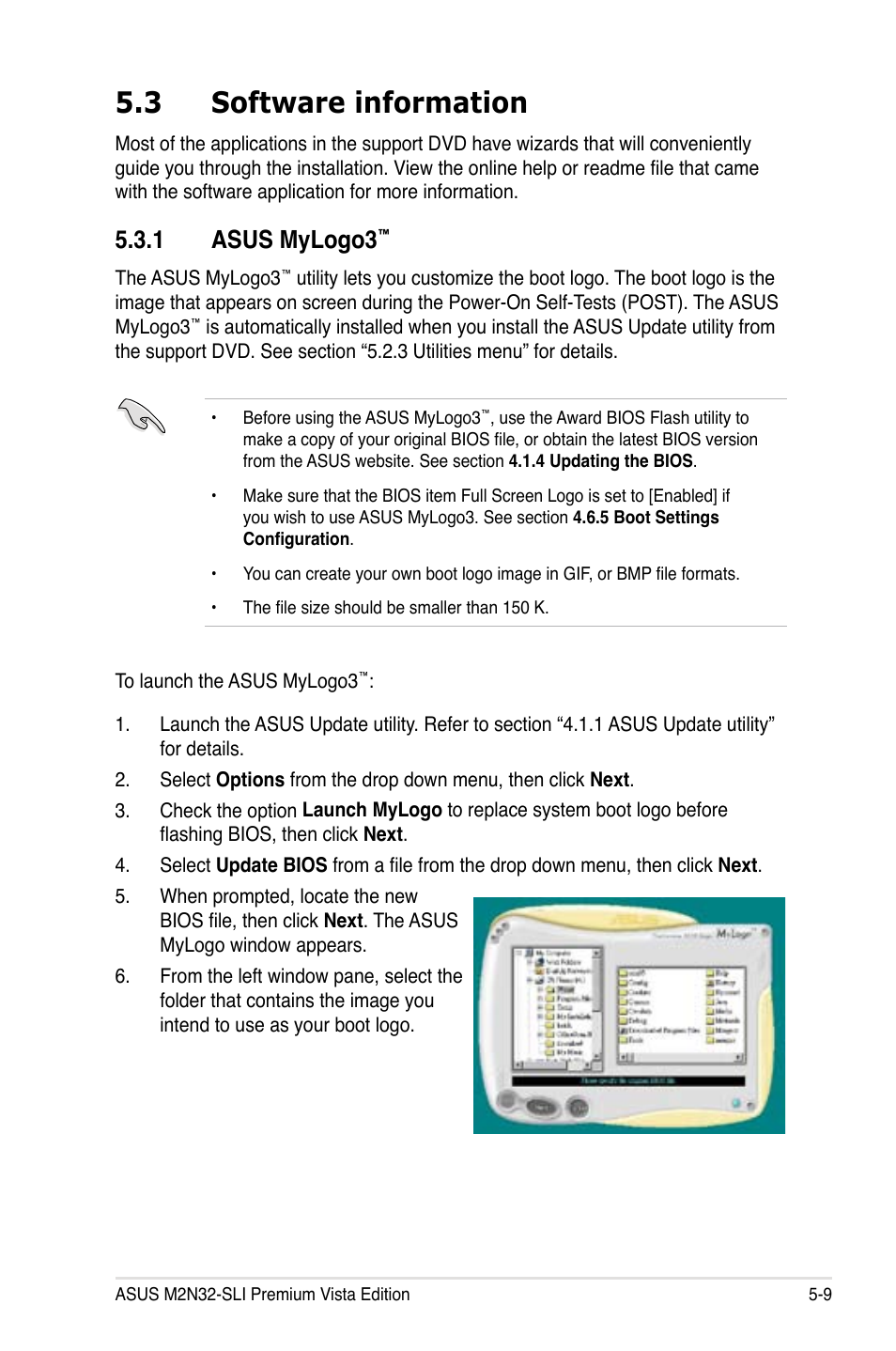 3 software information, 1 asus mylogo3 | Asus M2N32-SLI Premium VISTA Edition User Manual | Page 129 / 184