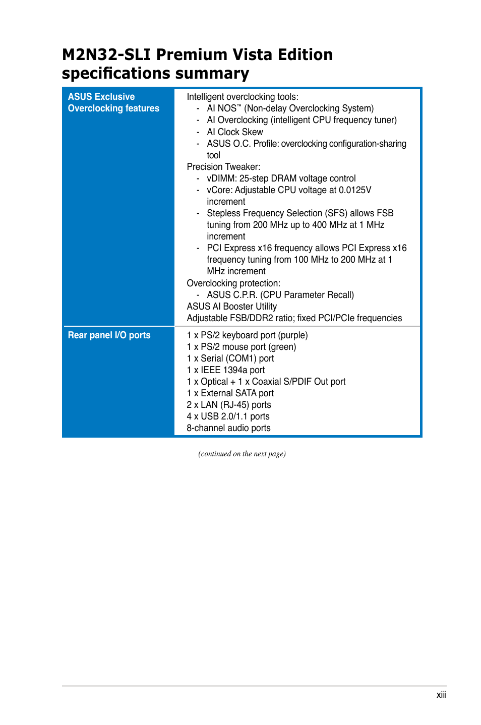 Asus M2N32-SLI Premium VISTA Edition User Manual | Page 13 / 184