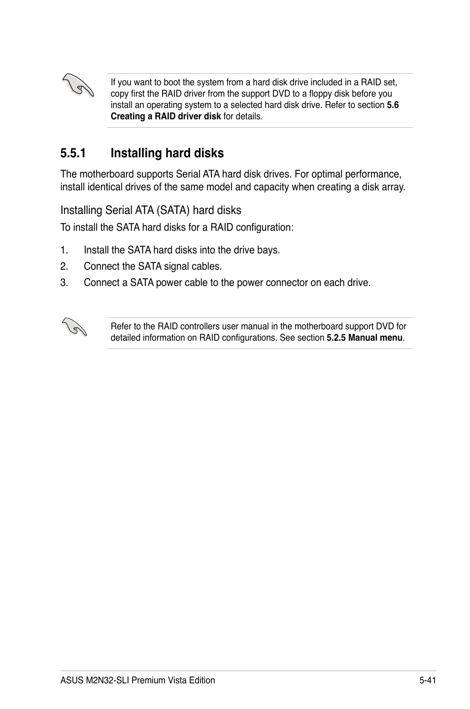 1 installing hard disks | Asus M2N32-SLI Premium VISTA Edition User Manual | Page 161 / 184