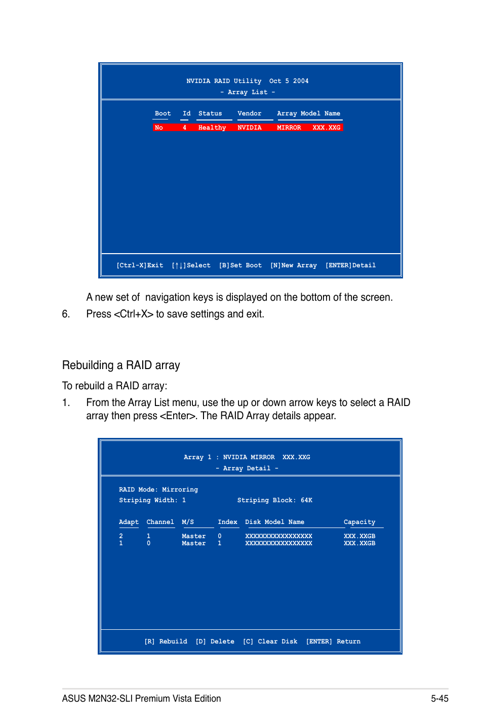 Rebuilding a raid array | Asus M2N32-SLI Premium VISTA Edition User Manual | Page 165 / 184
