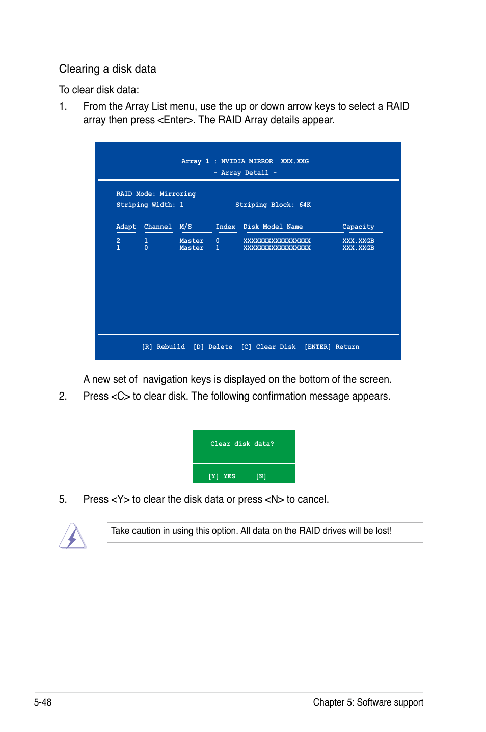 Clearing a disk data | Asus M2N32-SLI Premium VISTA Edition User Manual | Page 168 / 184