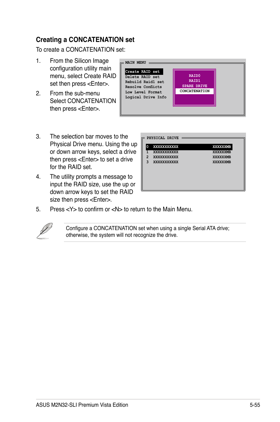 Creating a concatenation set | Asus M2N32-SLI Premium VISTA Edition User Manual | Page 175 / 184
