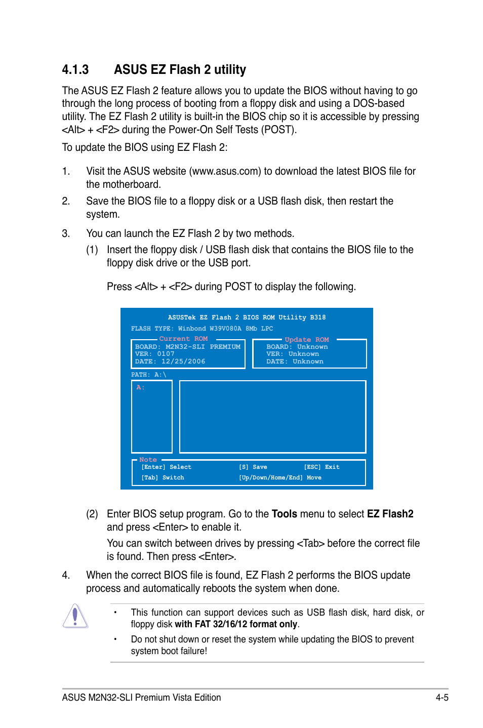 3 asus ez flash 2 utility | Asus M2N32-SLI Premium VISTA Edition User Manual | Page 75 / 184