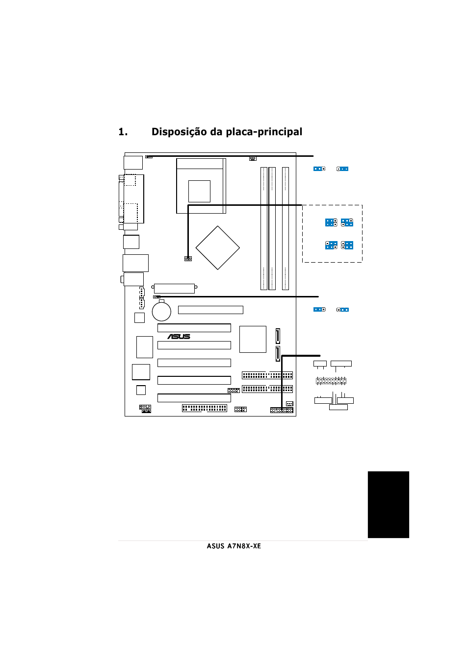 Disposição da placa-principal, Portugu ê s, Socket 462 | A7n8x-xe, Super i/o | Asus A7N8X-XE User Manual | Page 17 / 20