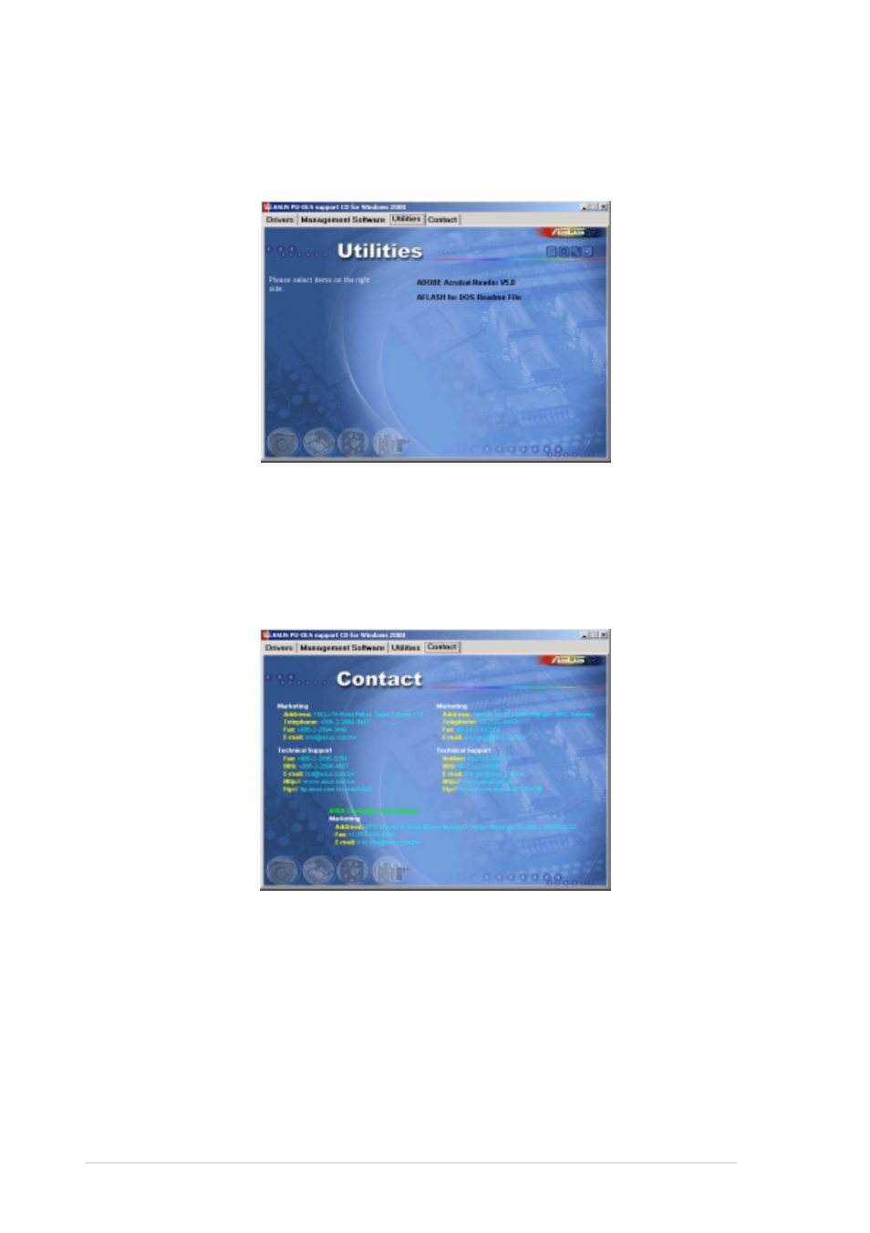 3 utilities, 4 contact | Asus PU-DLS User Manual | Page 94 / 134