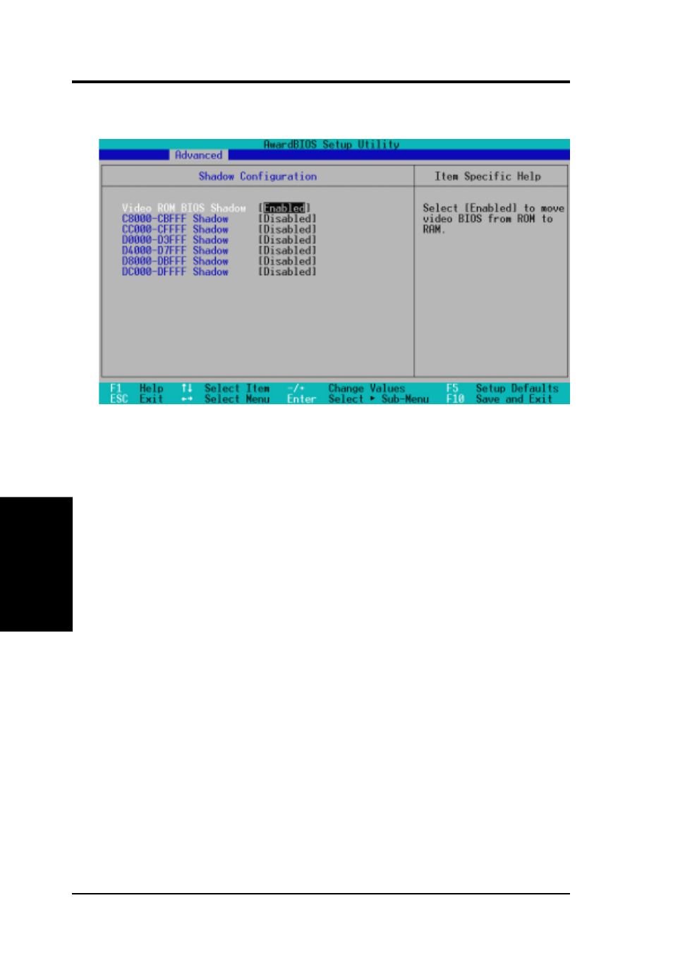 Bios setup, 4 shadow configuration | Asus TR-DLSR User Manual | Page 58 / 100