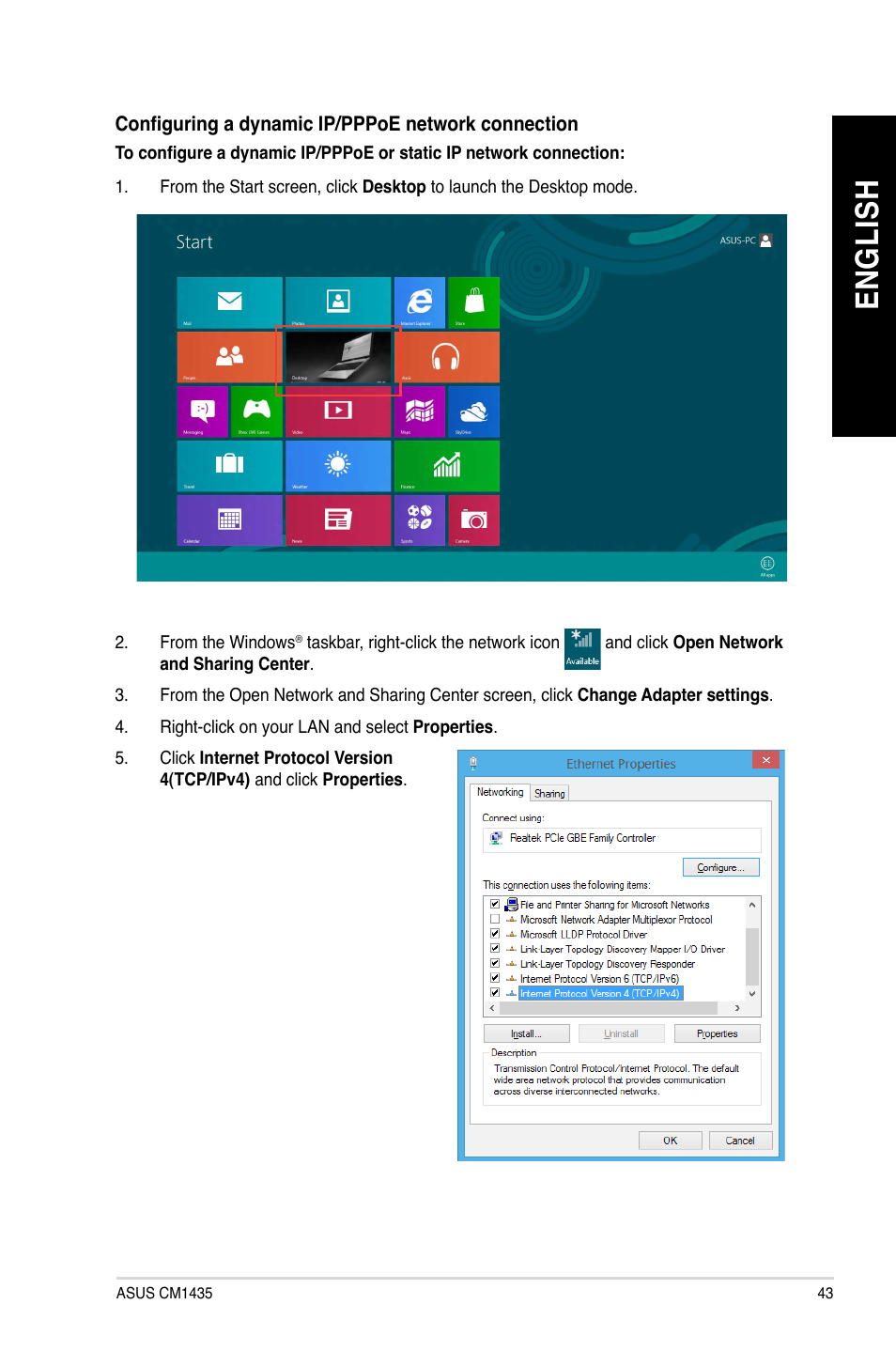 En gl is h en gl is h | Asus CM1435 User Manual | Page 43 / 68