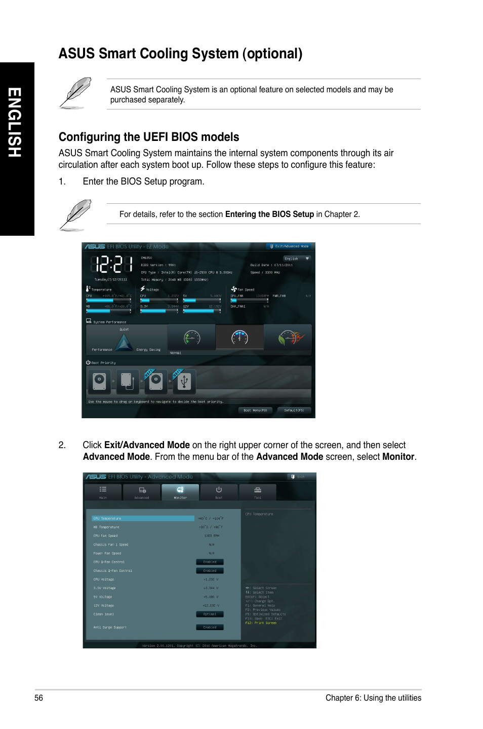 Asus smart cooling system (optional), En gl is h en gl is h en gl is h en gl is h | Asus CM1435 User Manual | Page 56 / 68