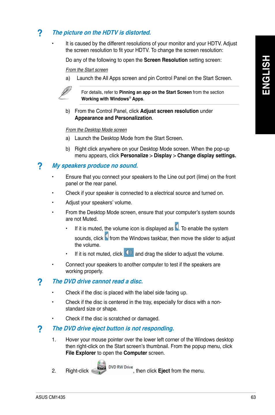 En gl is h en gl is h | Asus CM1435 User Manual | Page 63 / 68