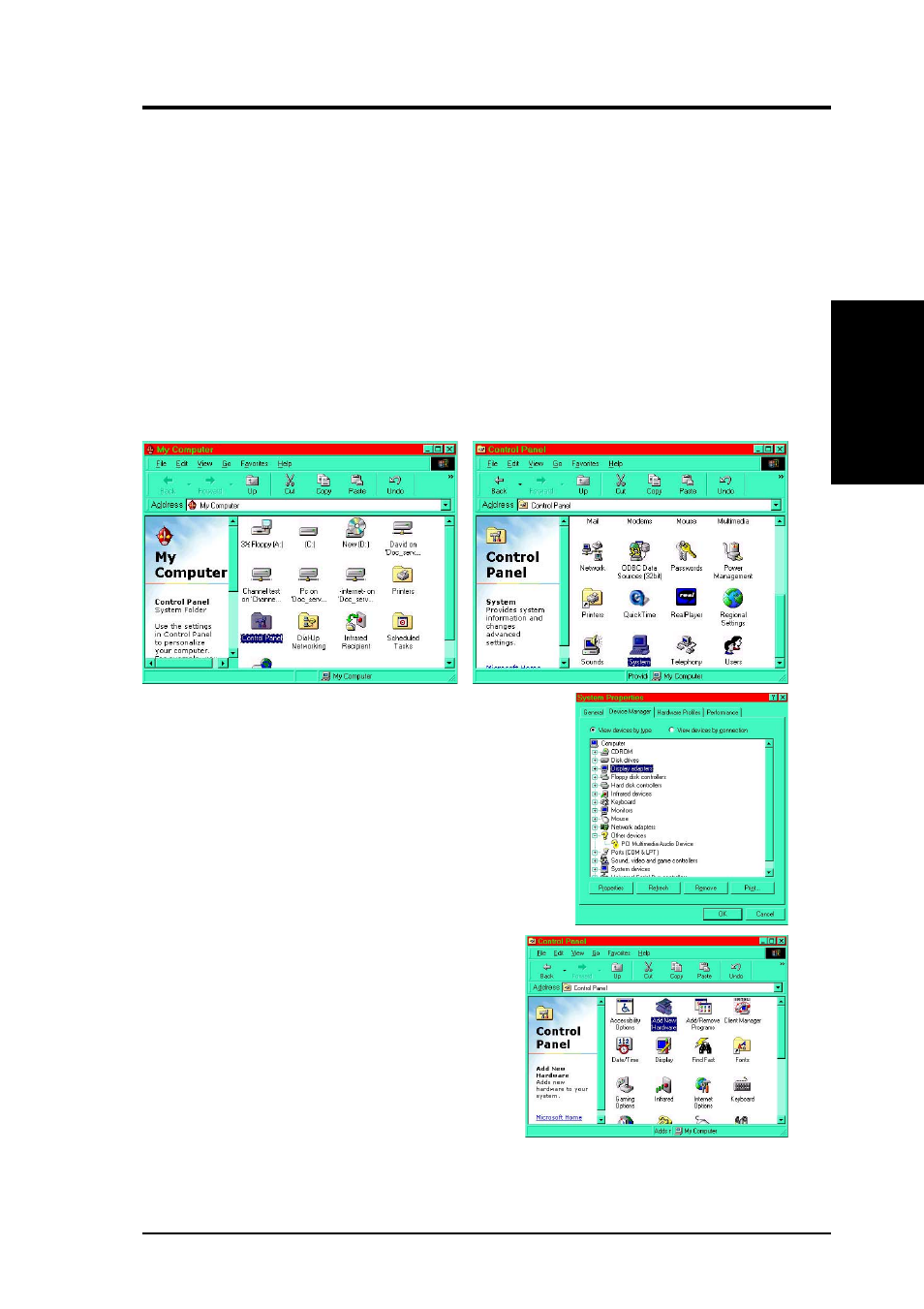 Display driver, Manual display driver installation, Windows 98/me | Asus V8170SE Series User Manual | Page 13 / 18