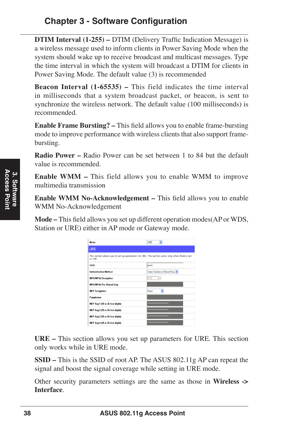 Chapter 3 - software configuration | Asus WL-320gP User Manual | Page 38 / 74