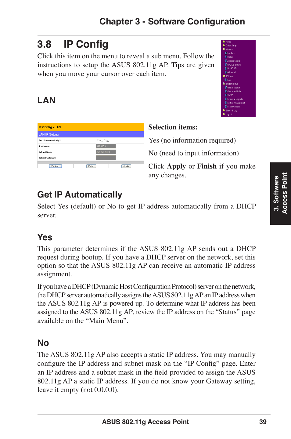 8 ip config | Asus WL-320gP User Manual | Page 39 / 74