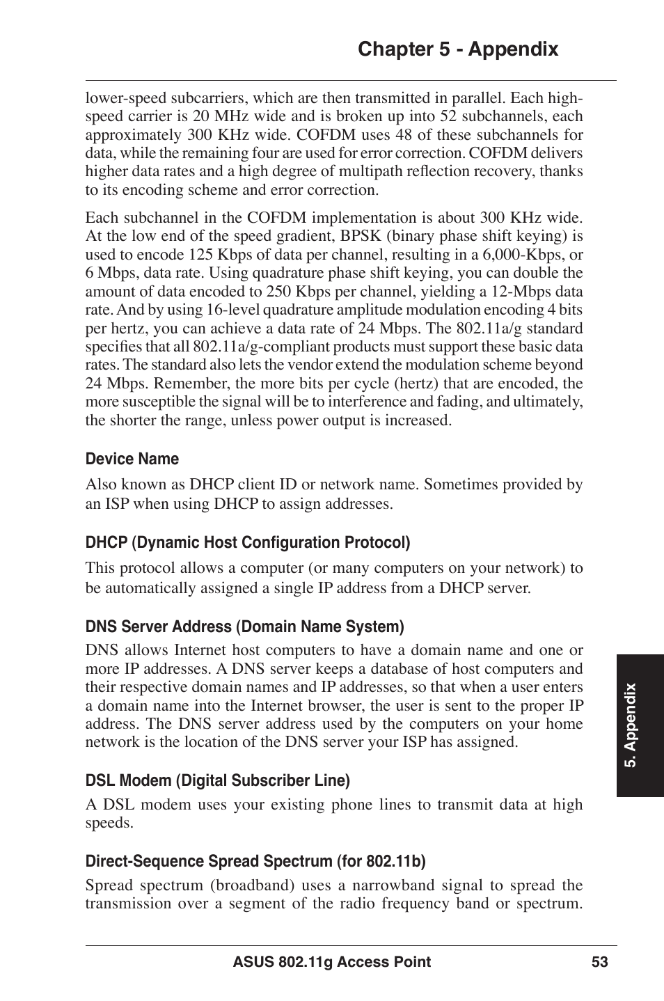 Chapter  - appendix | Asus WL-320gP User Manual | Page 53 / 74