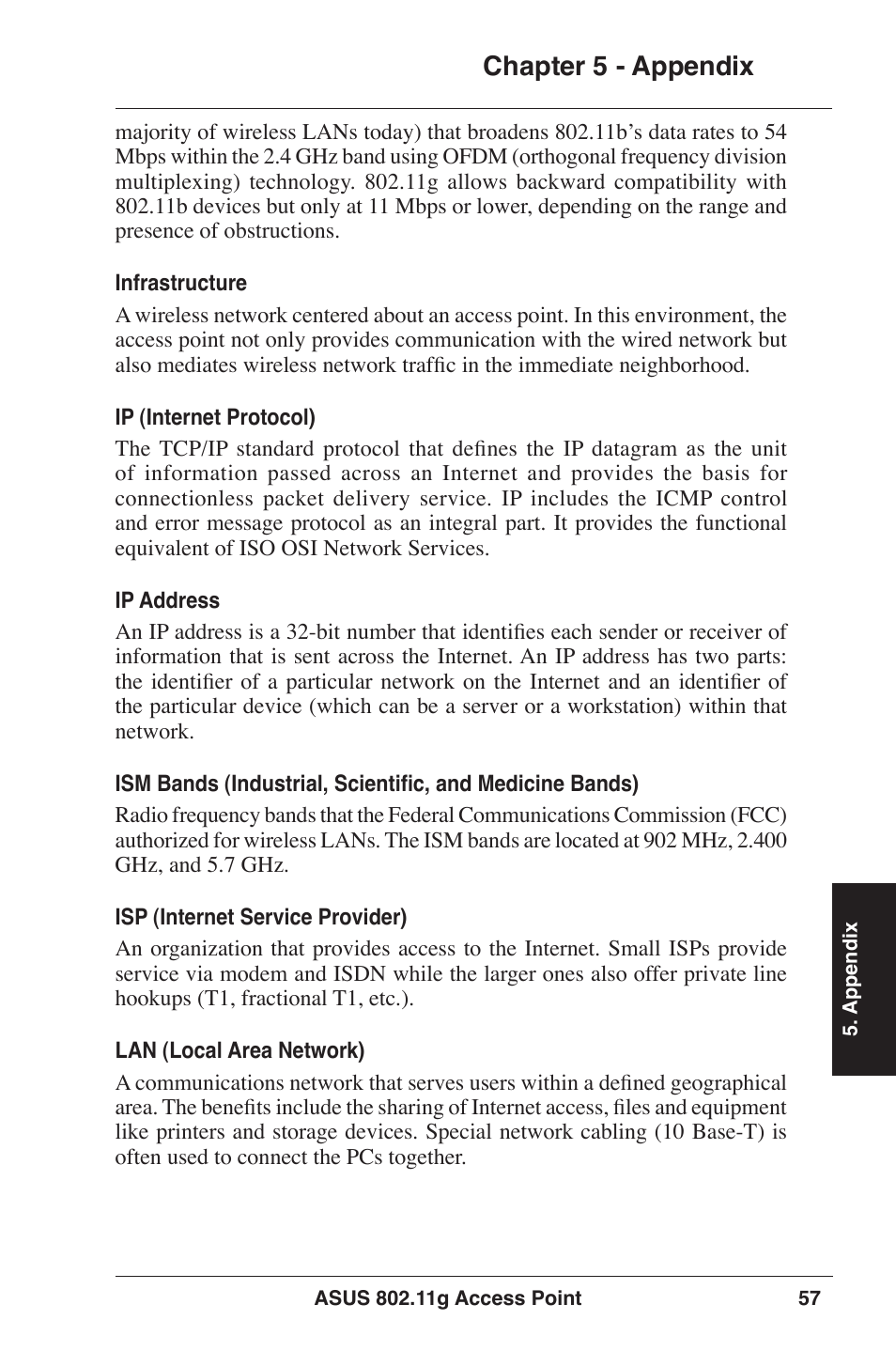 Chapter  - appendix | Asus WL-320gP User Manual | Page 57 / 74