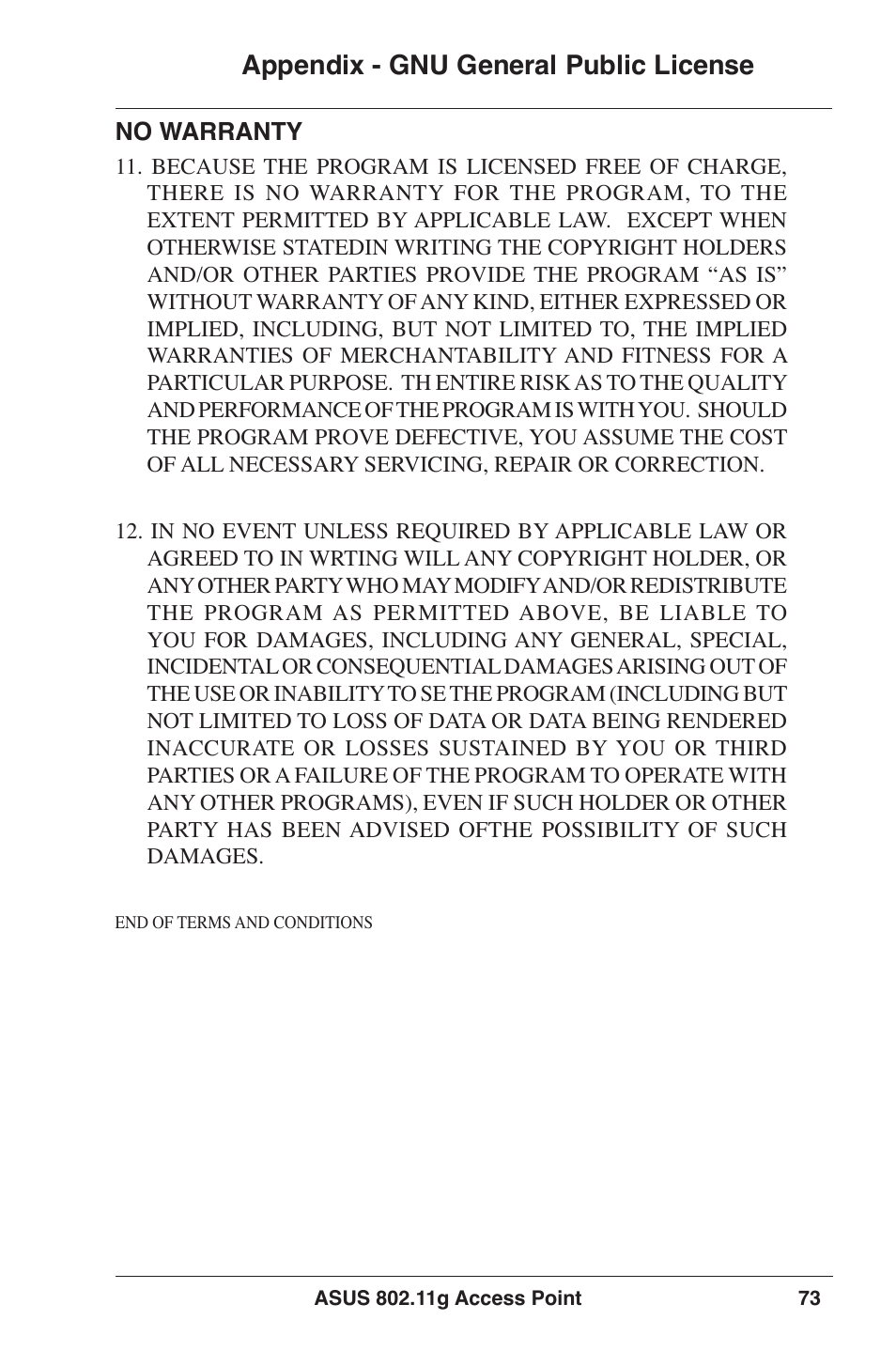 Appendix - gnu general public license | Asus WL-320gP User Manual | Page 73 / 74