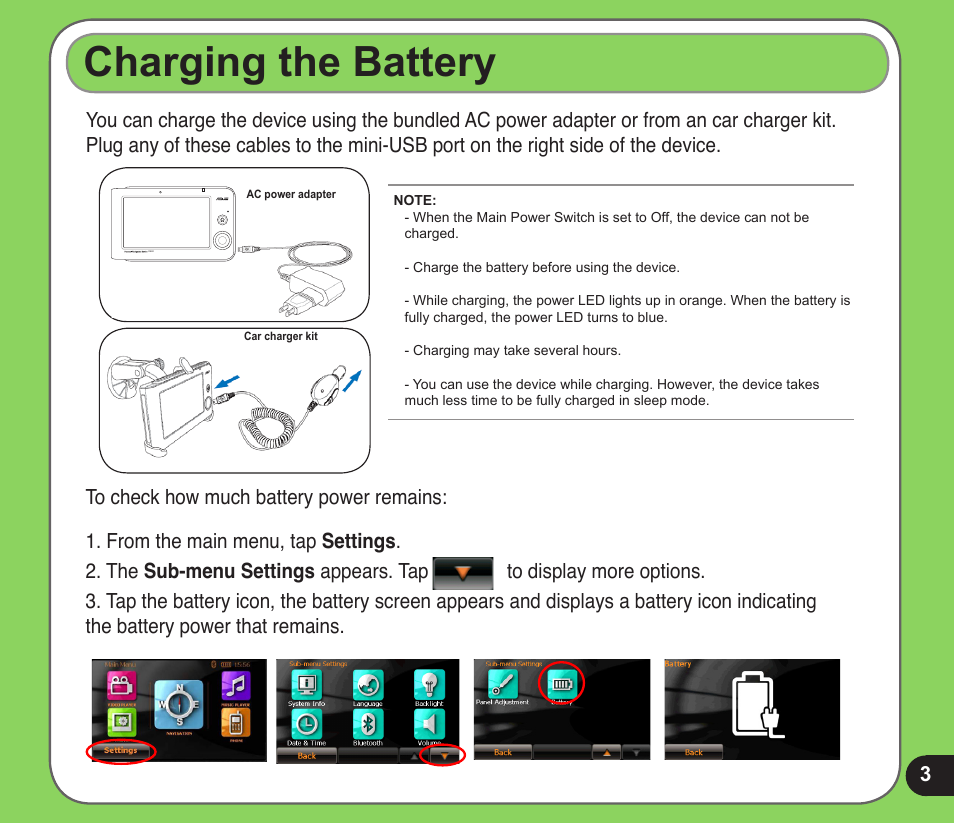 Charging the battery | Asus R600 User Manual | Page 3 / 10