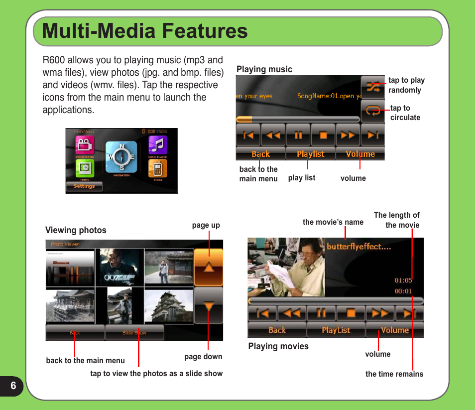 Multi-media features | Asus R600 User Manual | Page 6 / 10