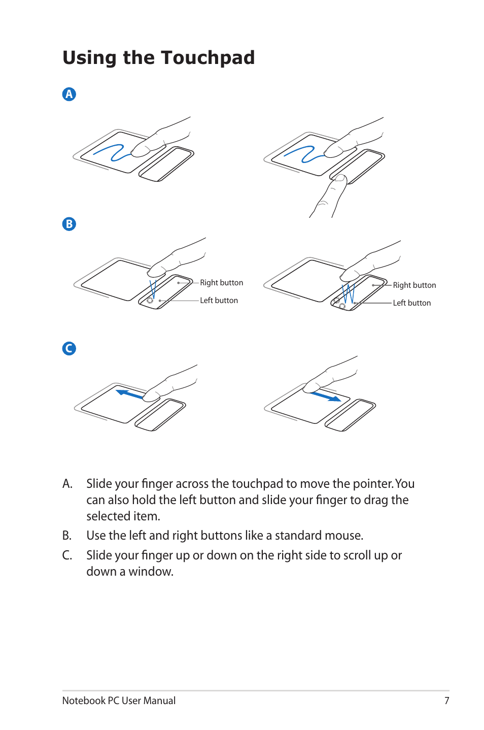 Using the touchpad | Asus N90SV User Manual | Page 7 / 26