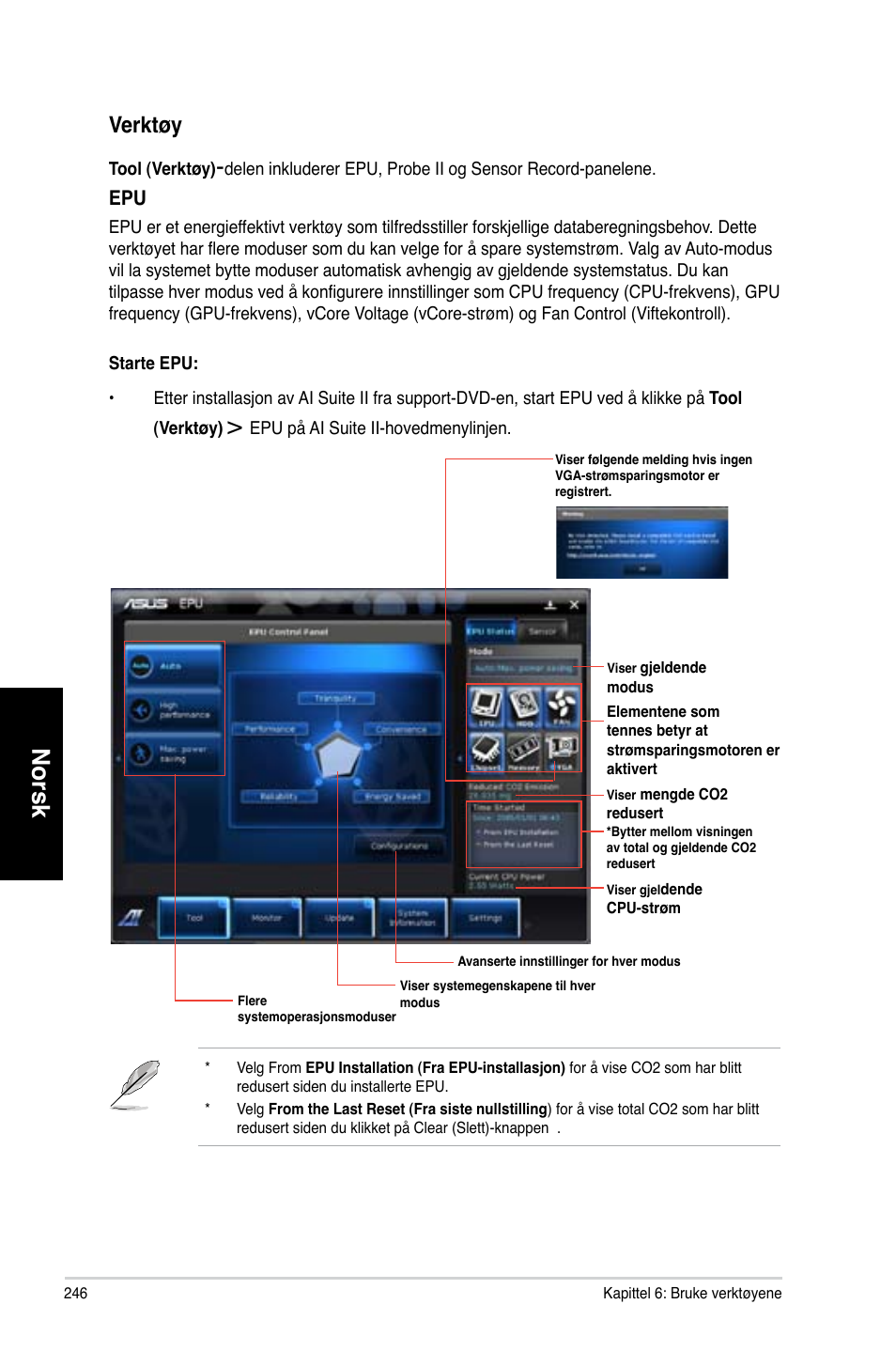 Norsk, Erktøy | Asus CM6730 User Manual | Page 246 / 330