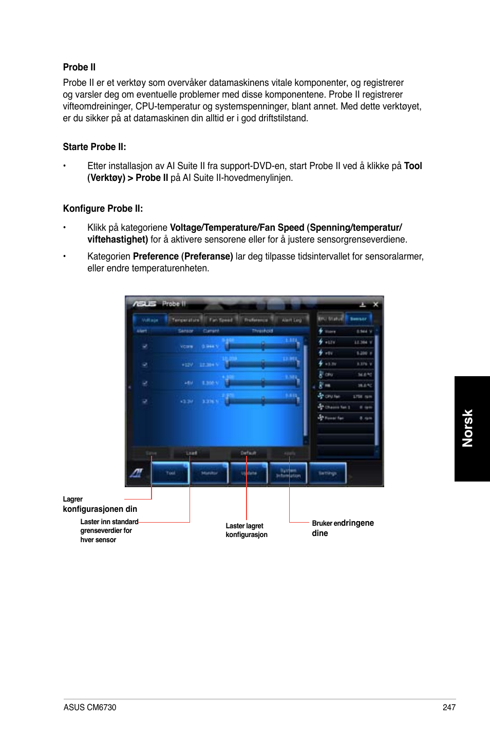 Norsk | Asus CM6730 User Manual | Page 247 / 330