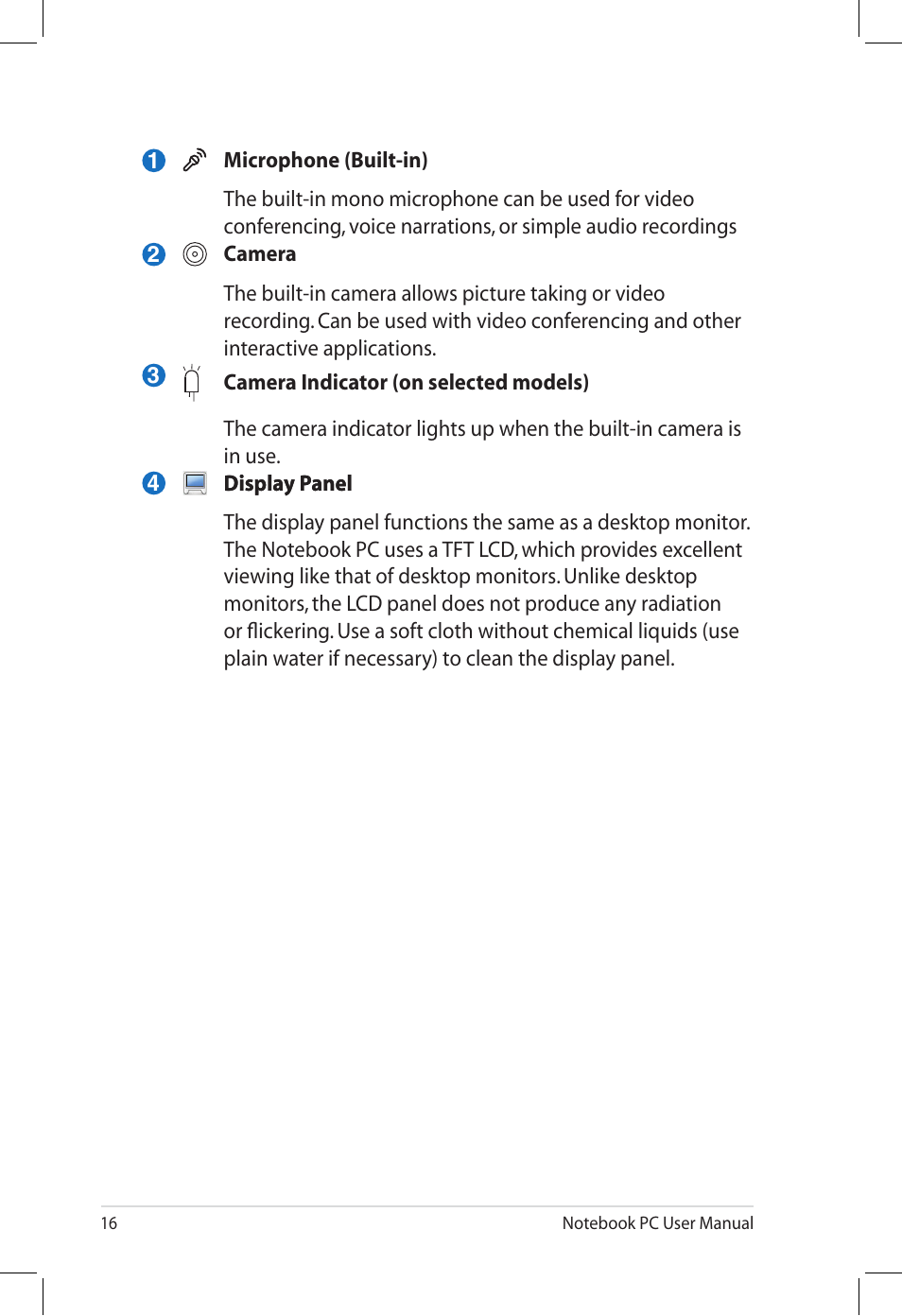 Asus U58CM User Manual | Page 16 / 119