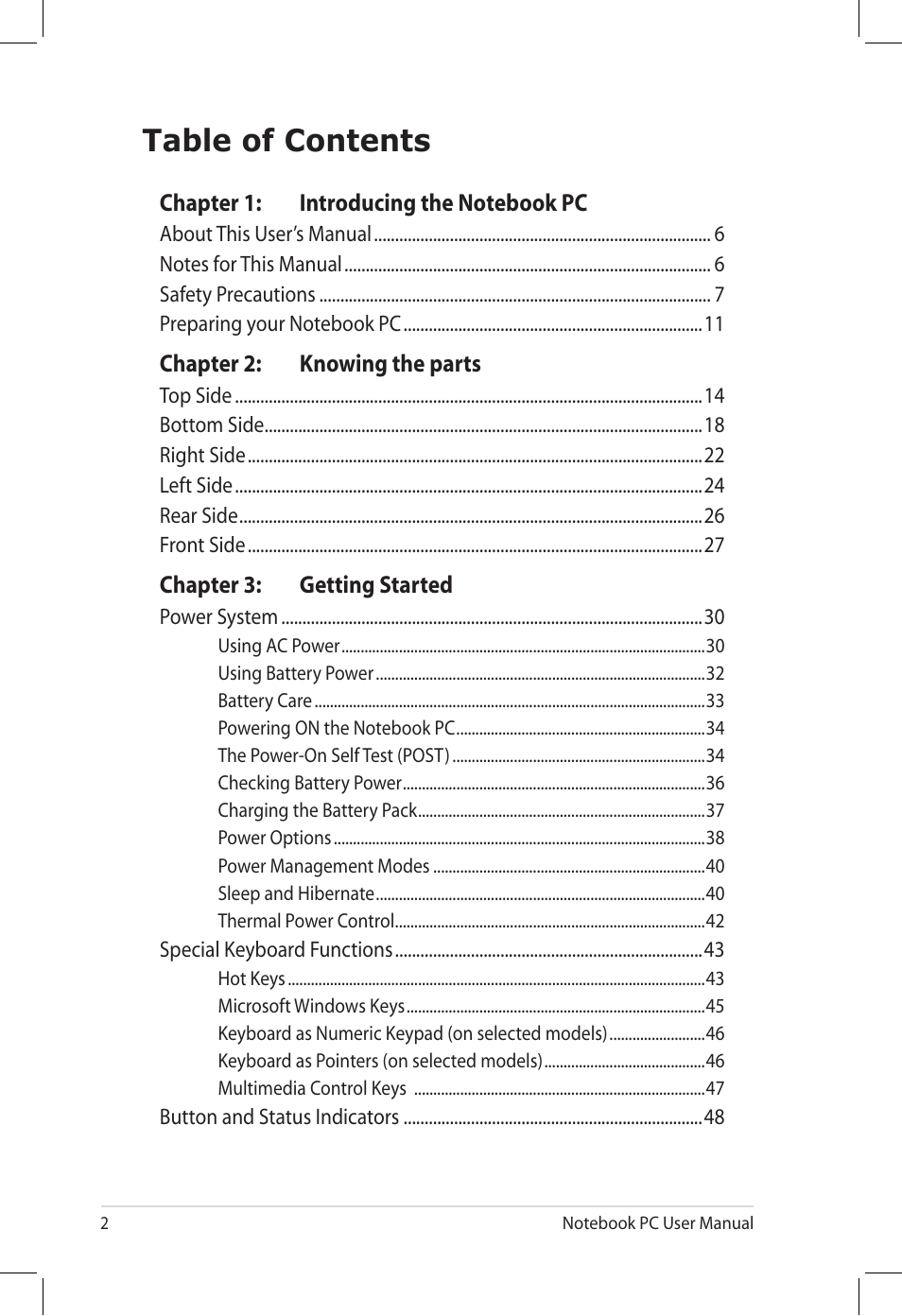 Asus U58CM User Manual | Page 2 / 119