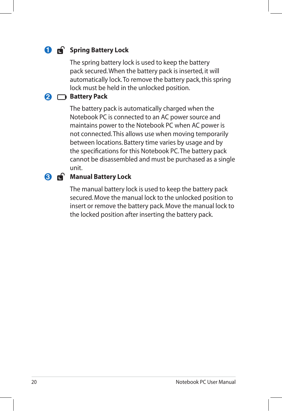 Asus U58CM User Manual | Page 20 / 119