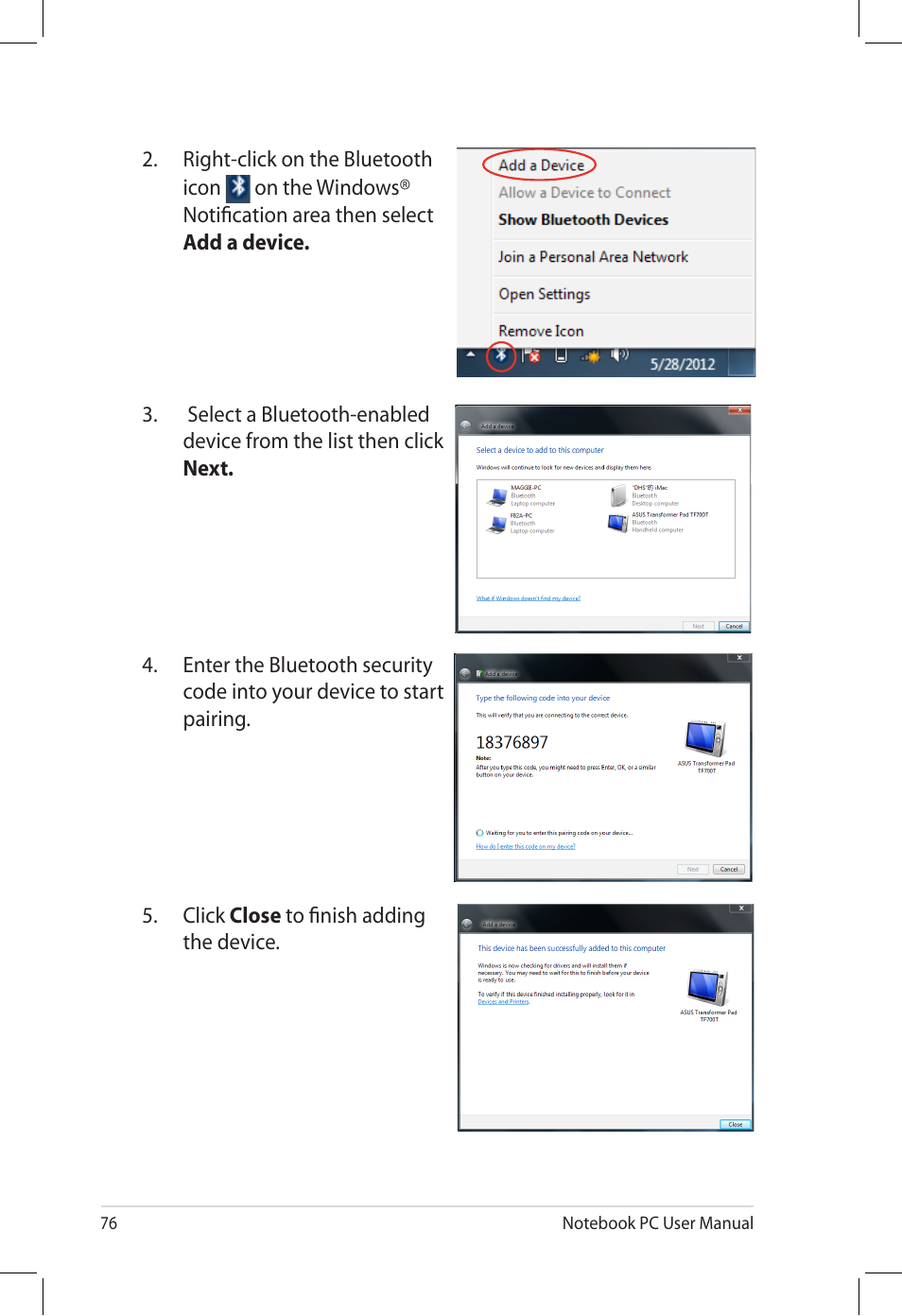 Asus U58CM User Manual | Page 76 / 119