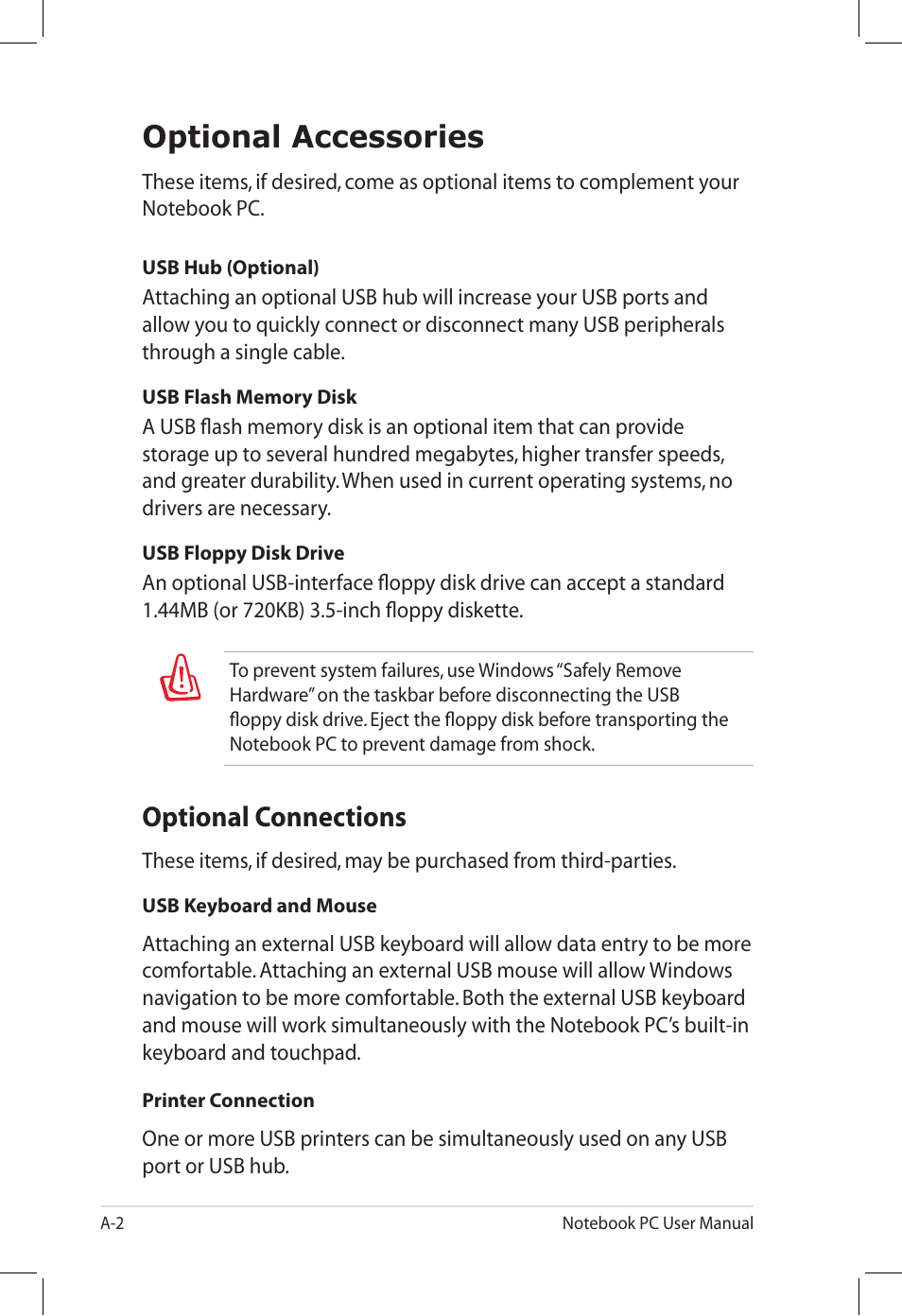 Optional accessories, Optional connections | Asus U58CM User Manual | Page 80 / 119