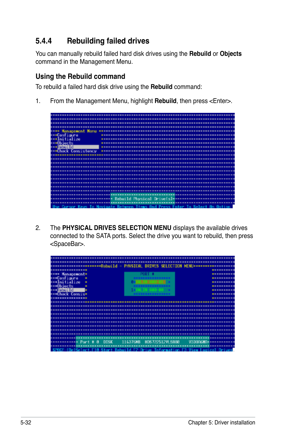 4 rebuilding failed drives | Asus P5BV-C User Manual | Page 128 / 161