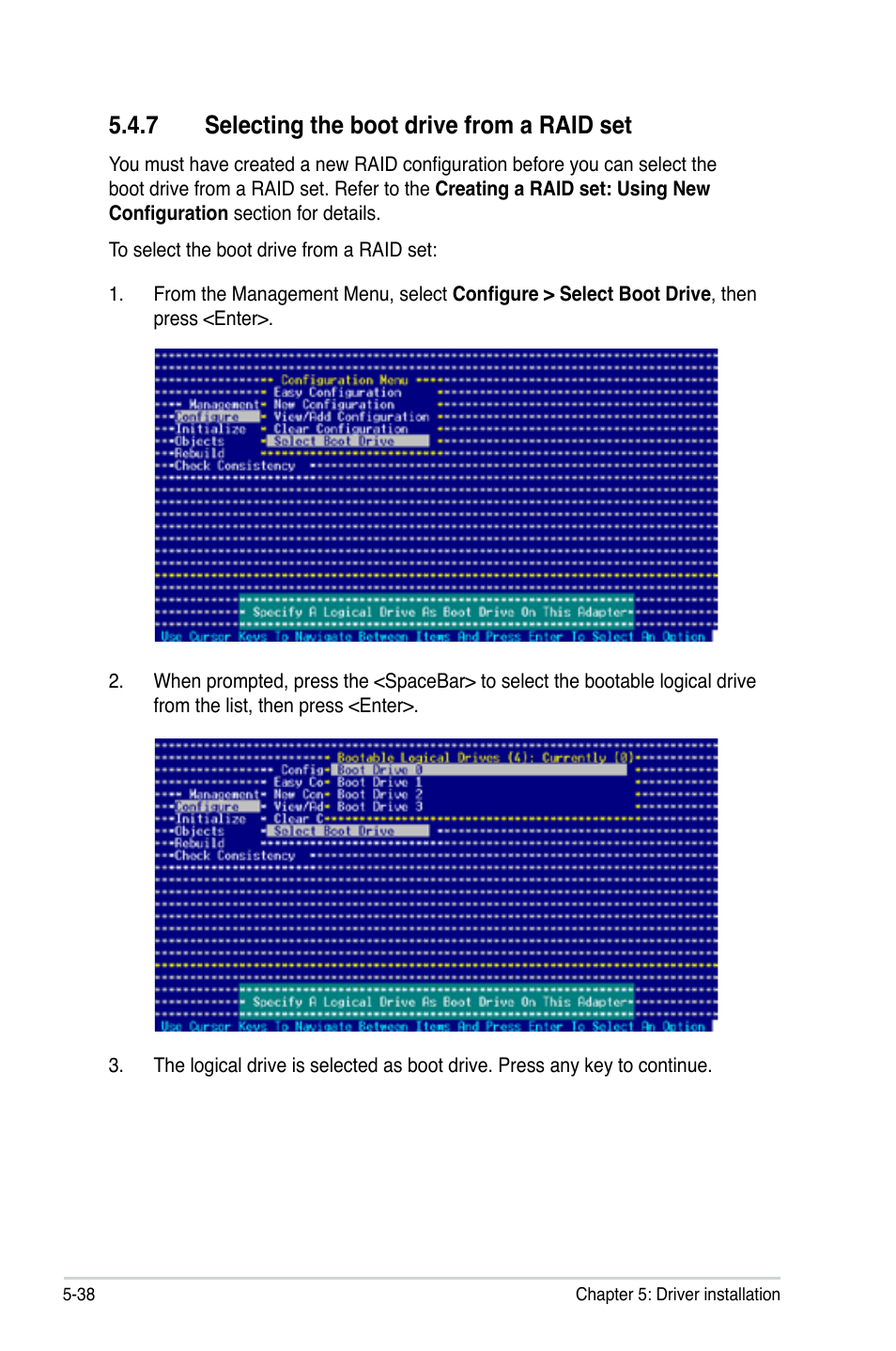 7 selecting the boot drive from a raid set | Asus P5BV-C User Manual | Page 134 / 161