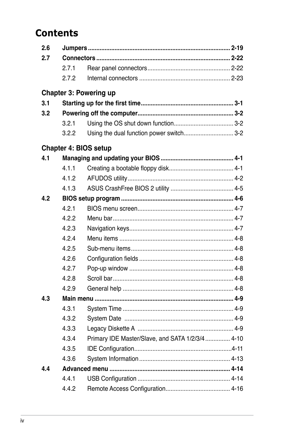 Asus P5BV-C User Manual | Page 4 / 161