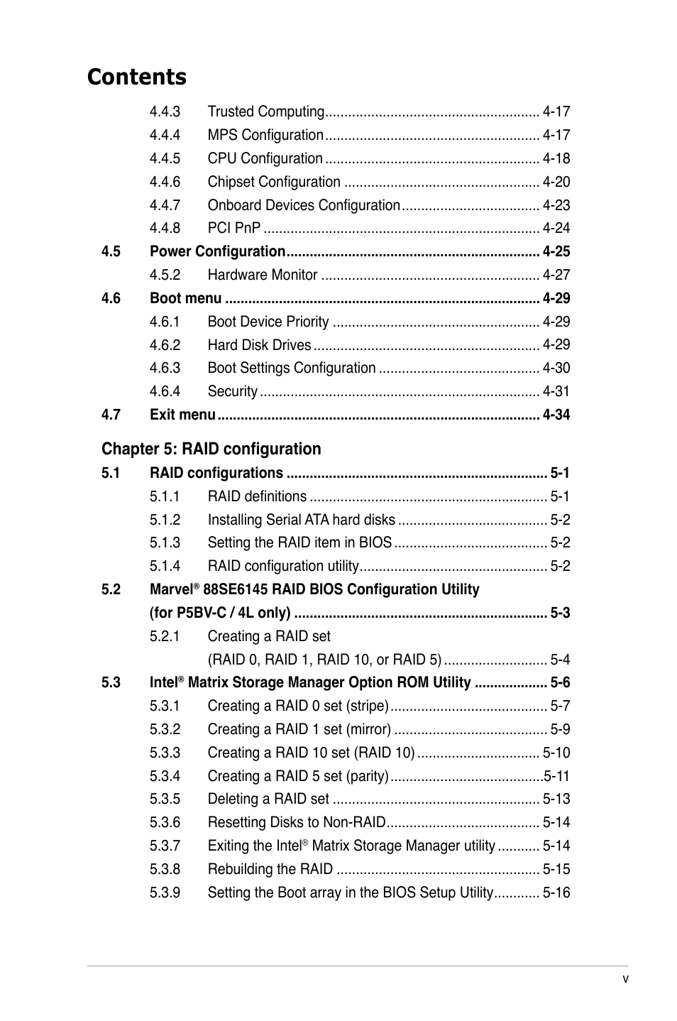 Asus P5BV-C User Manual | Page 5 / 161