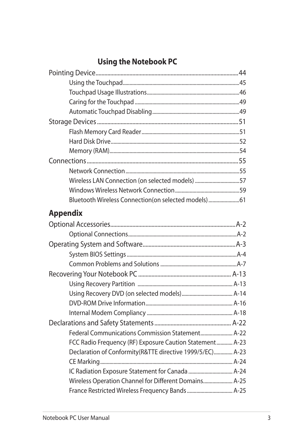 Asus UL20FT User Manual | Page 3 / 104