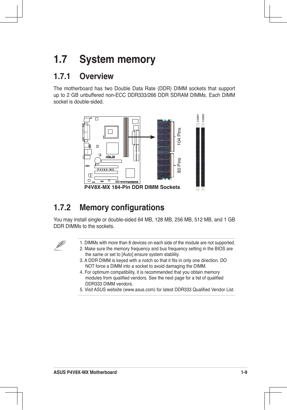 1 overview | Asus P4V8X-MX User Manual | Page 18 / 71