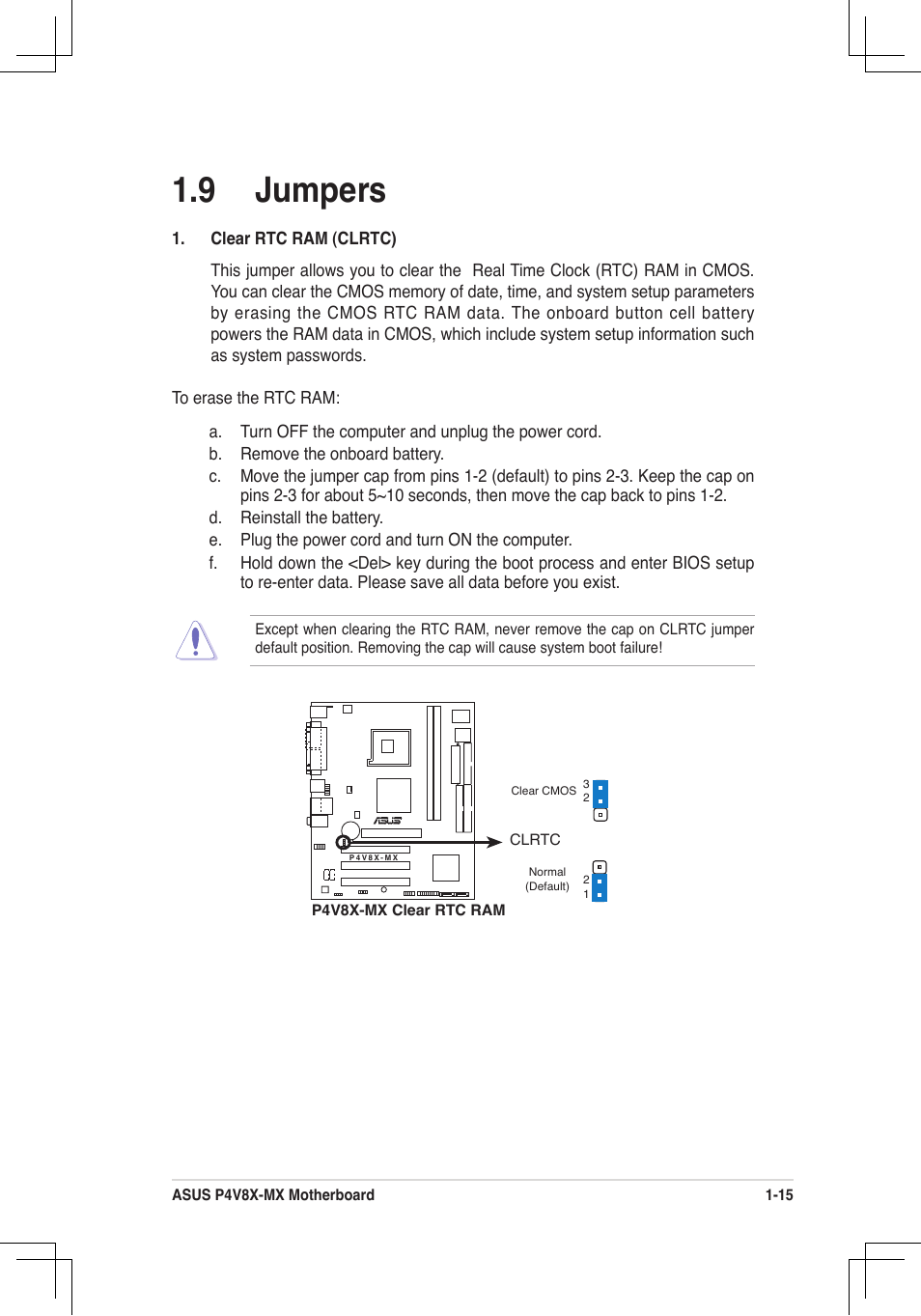 9 jumpers | Asus P4V8X-MX User Manual | Page 24 / 71