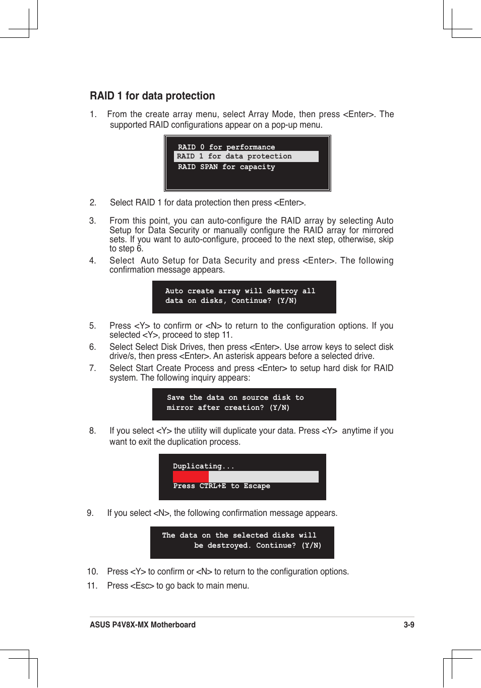 Raid 1 for data protection | Asus P4V8X-MX User Manual | Page 70 / 71